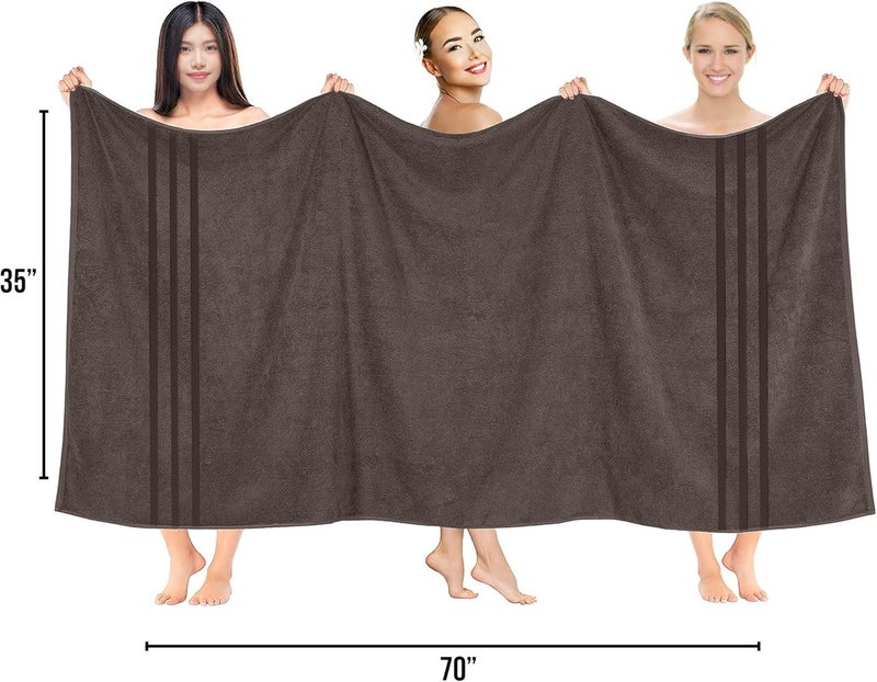 Riverside Pack of 2 Extra Large Bath Sheets 35 x 70 Inches - 100% Ring Spun Cotton Hotel Quality Oversized Bath Towels - Super Soft, Highly Absorbent & Quicker to Dry - Brown - Image 2